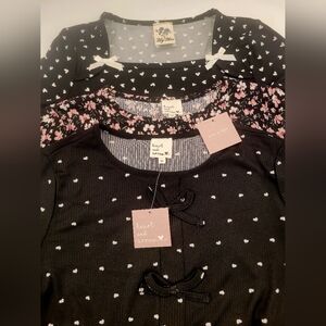 Girls Heart and Bows Long Sleeve Tops